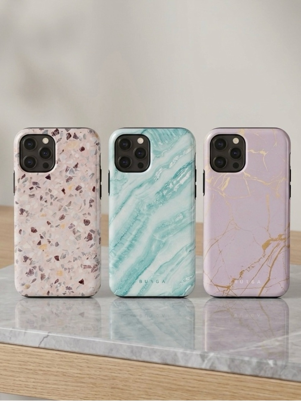 Burga iPhone 11 Pro Tough Case Set of 3 Terrazzo and Marble